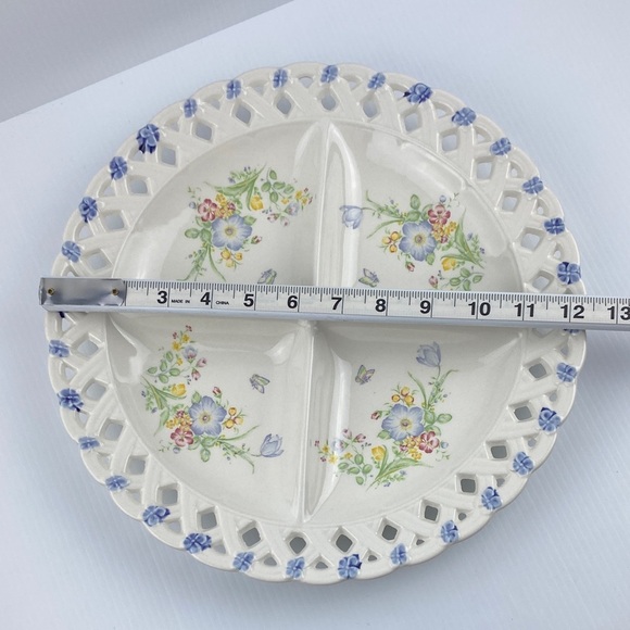 Sectioned Serving Plate Floral Ceramic by Chef de Paris - Picture 6 of 7